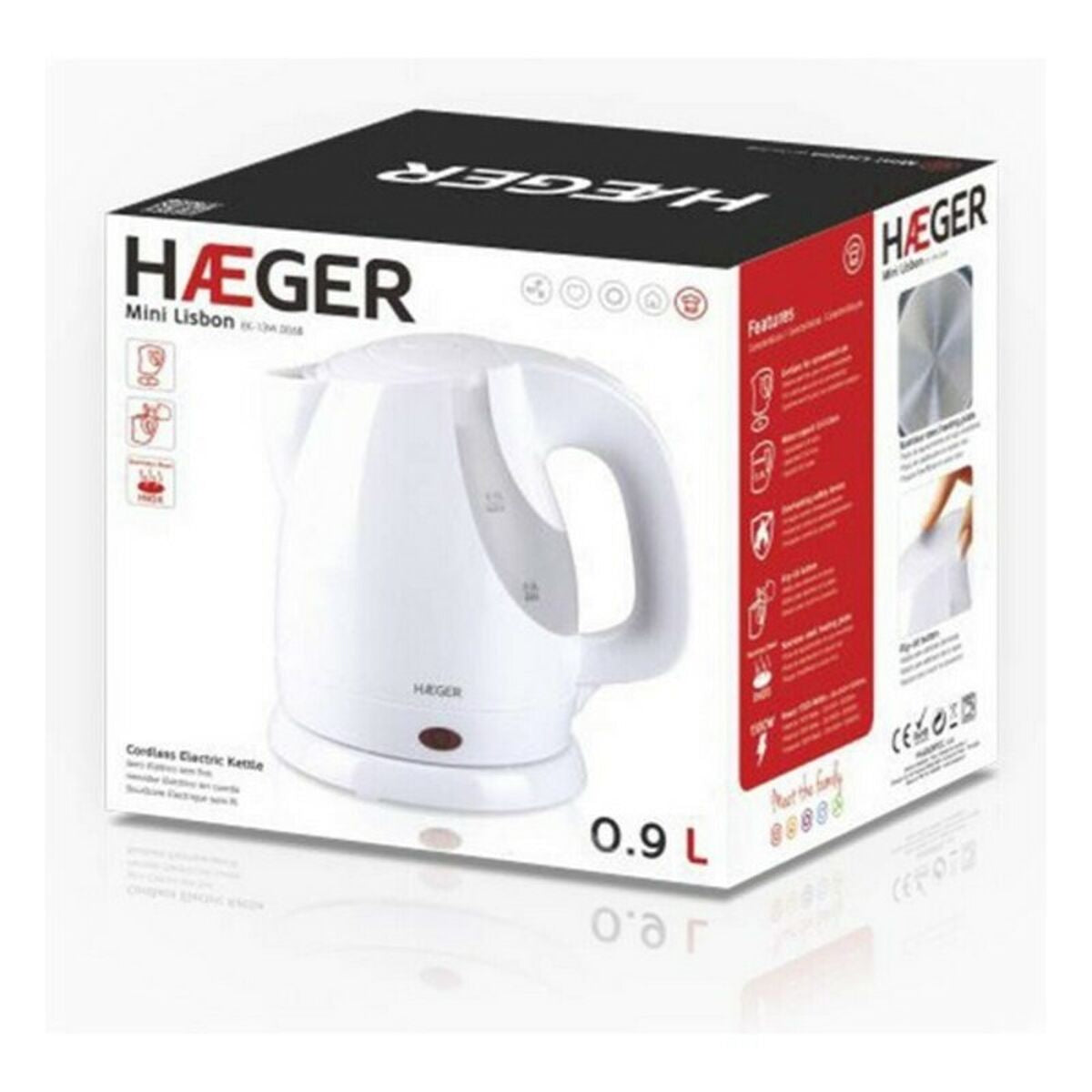 Bollitore Elettrico con Teiera Haeger Mini Lisbon 1300 W 0,9 L