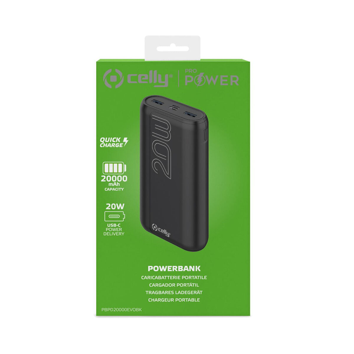 Power Bank Celly 20000 mAh Noir