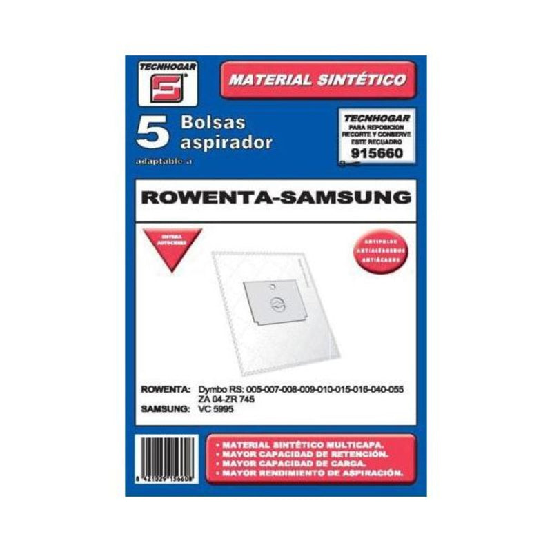 Sacchetto di Ricambio per Aspirapolvere Tecnhogar 915660 (5 uds)
