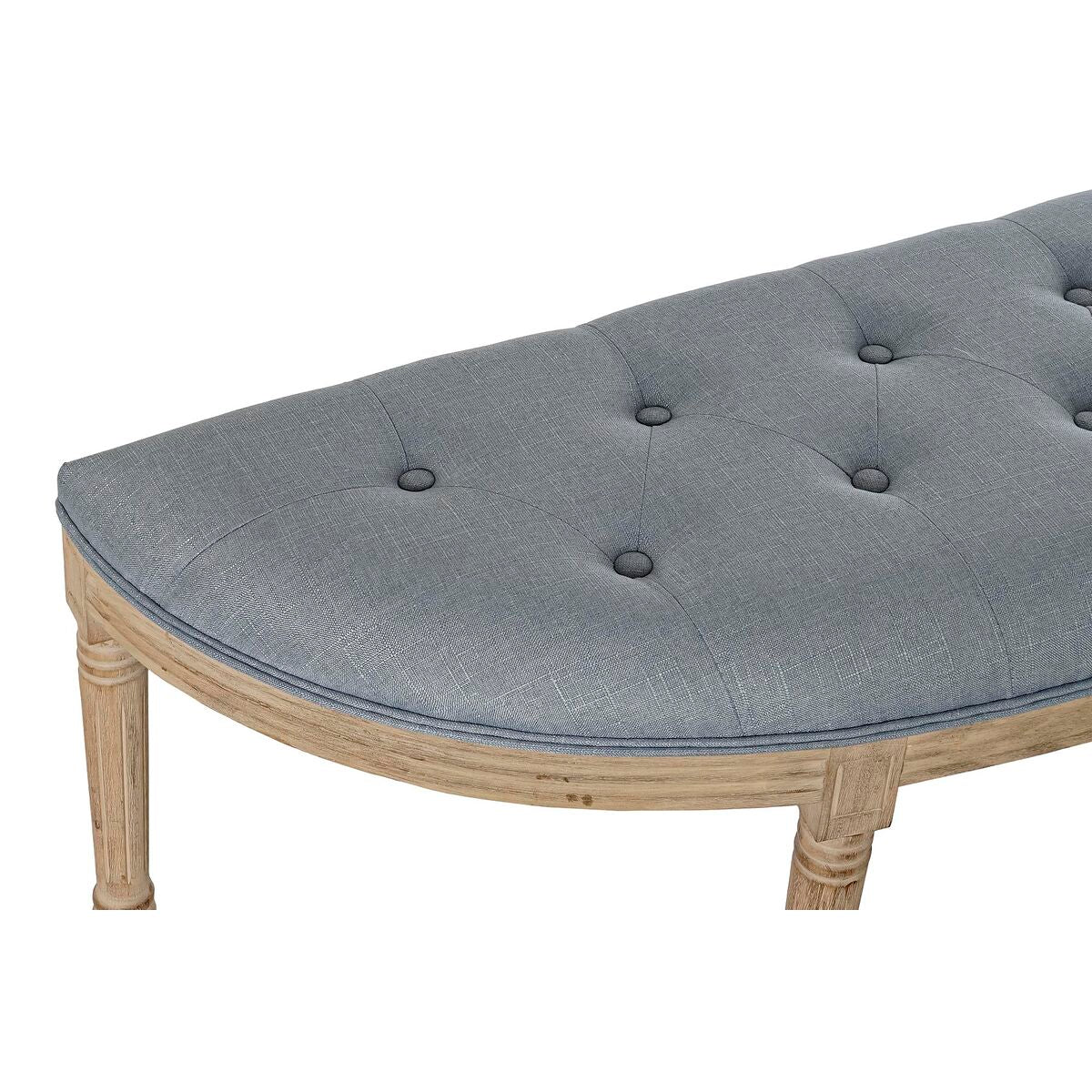 Bench DKD Home Decor Natural Blue Polyester Velvet Rubber wood (125 x 43 x 48 cm)