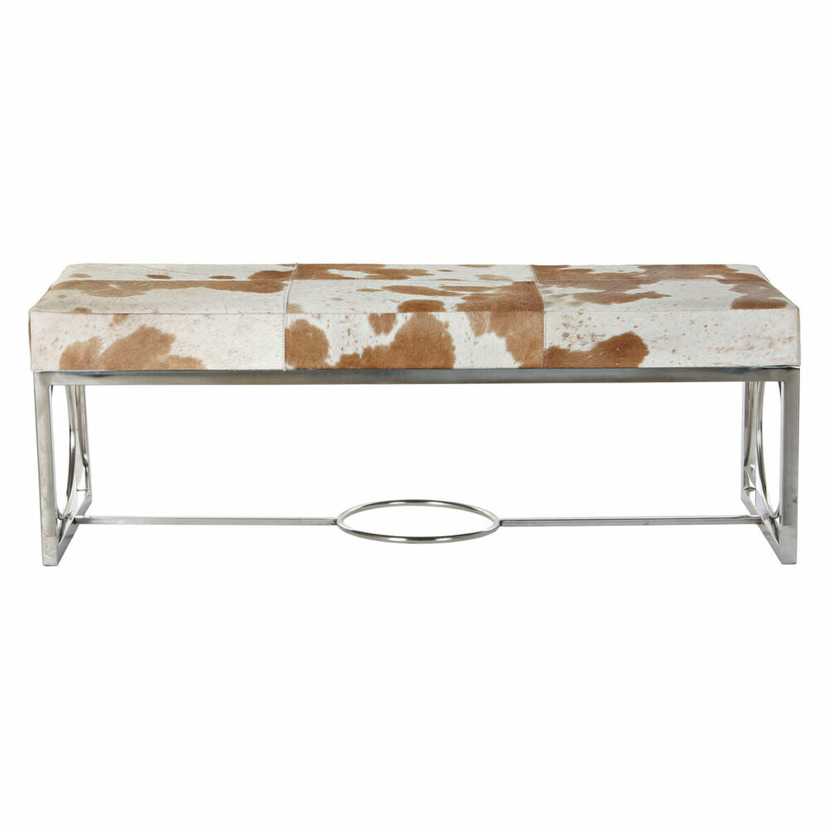 Banquette DKD Home Decor Noir Acier Cuir Blanc (122 x 41 x 44 cm)