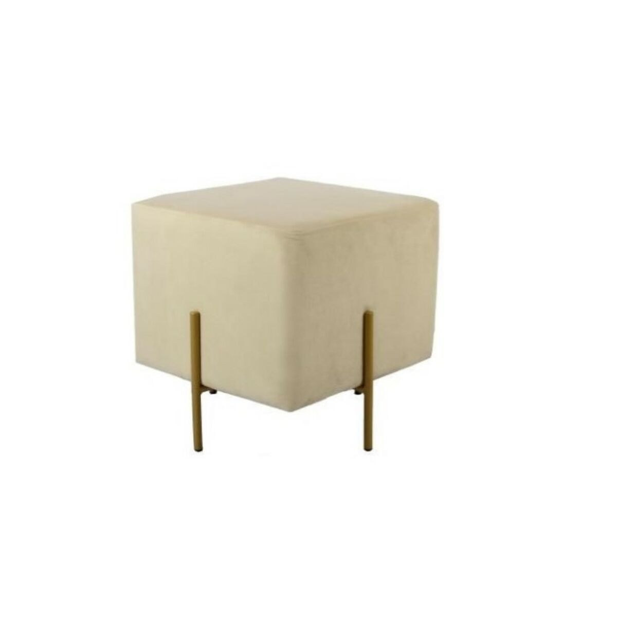Footrest DKD Home Decor Velvet Beige Golden Metal Polyester (42 x 42 x 45 cm)