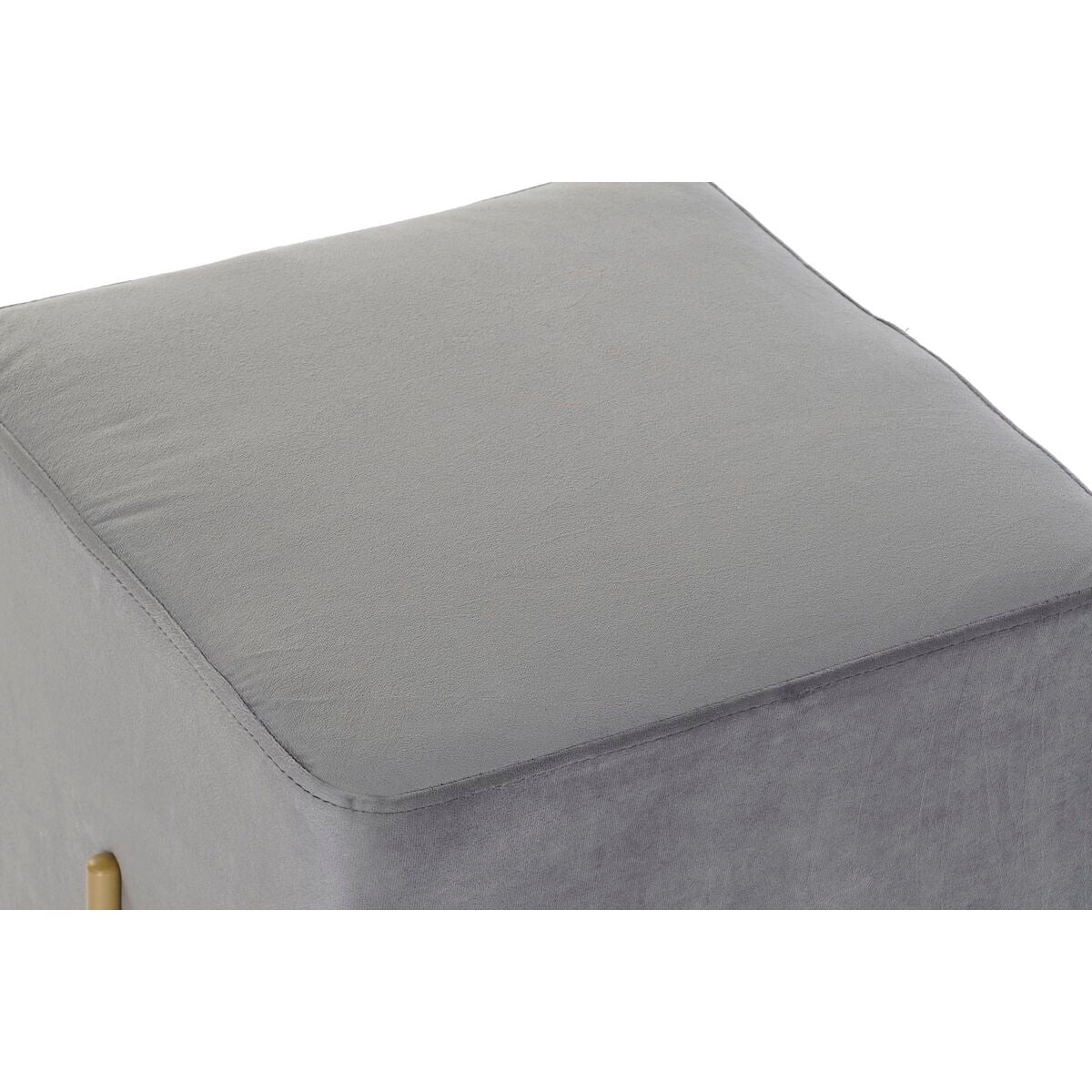 Poggiapiedi DKD Home Decor Scandi Grigio Dorato Metallo Velluto 42 x 42 x 45 cm
