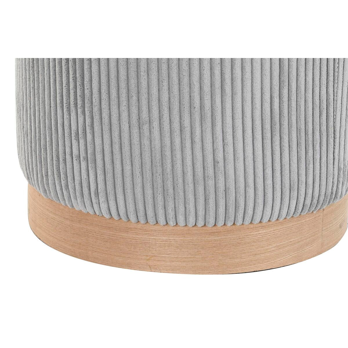 Footrest DKD Home Decor Grey Polyester Light brown Pinewood Corduroy (40 x 40 x 40 cm)