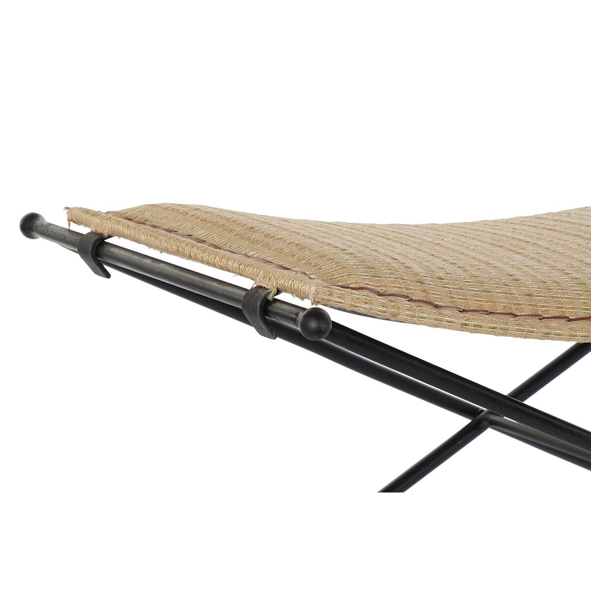 Panca DKD Home Decor Nero Metallo Marrone Chiaro Rattan (94 x 49 x 44 cm)