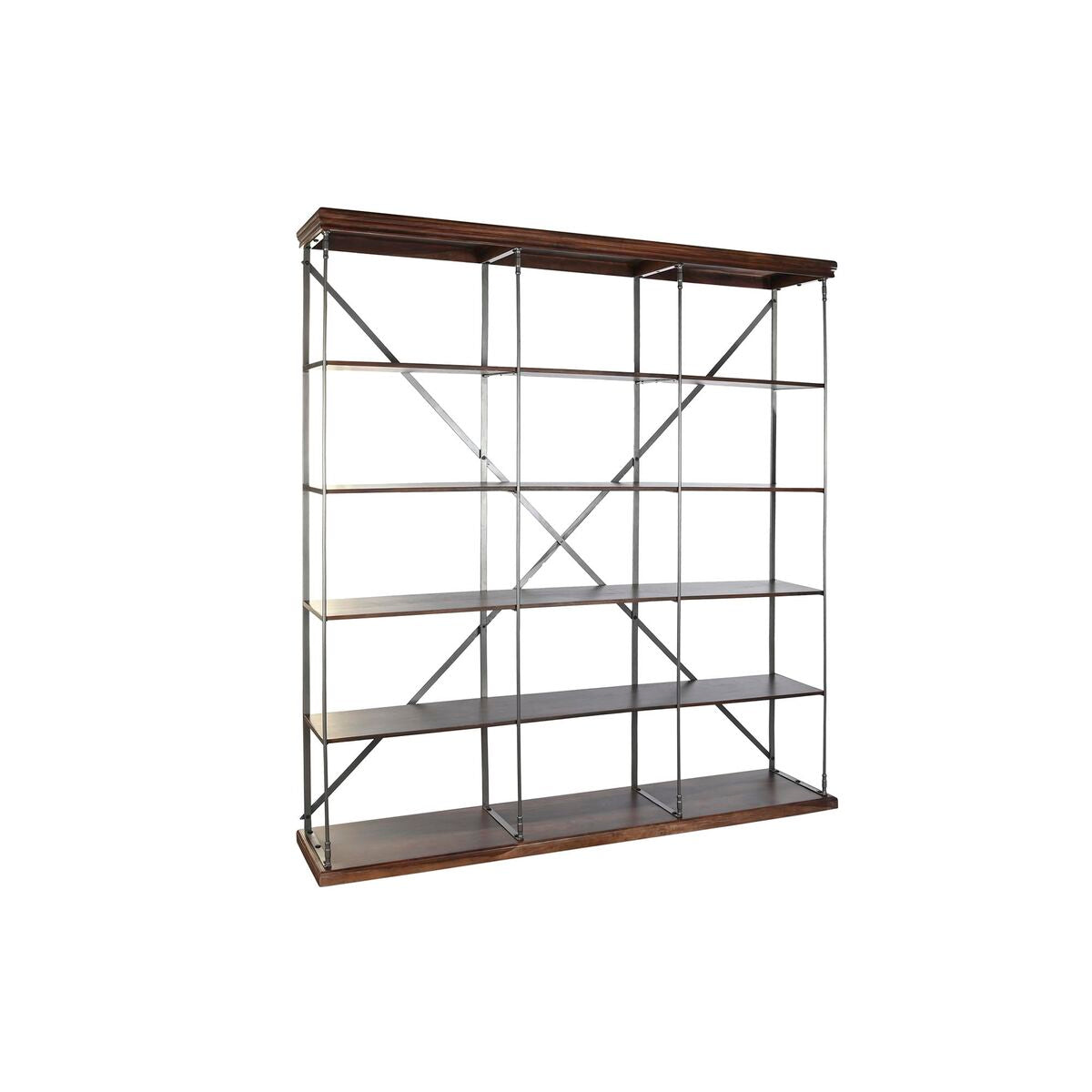 Shelves DKD Home Decor Sheesham Brown Dark brown Light grey Wood Metal 213 x 43 x 220 cm