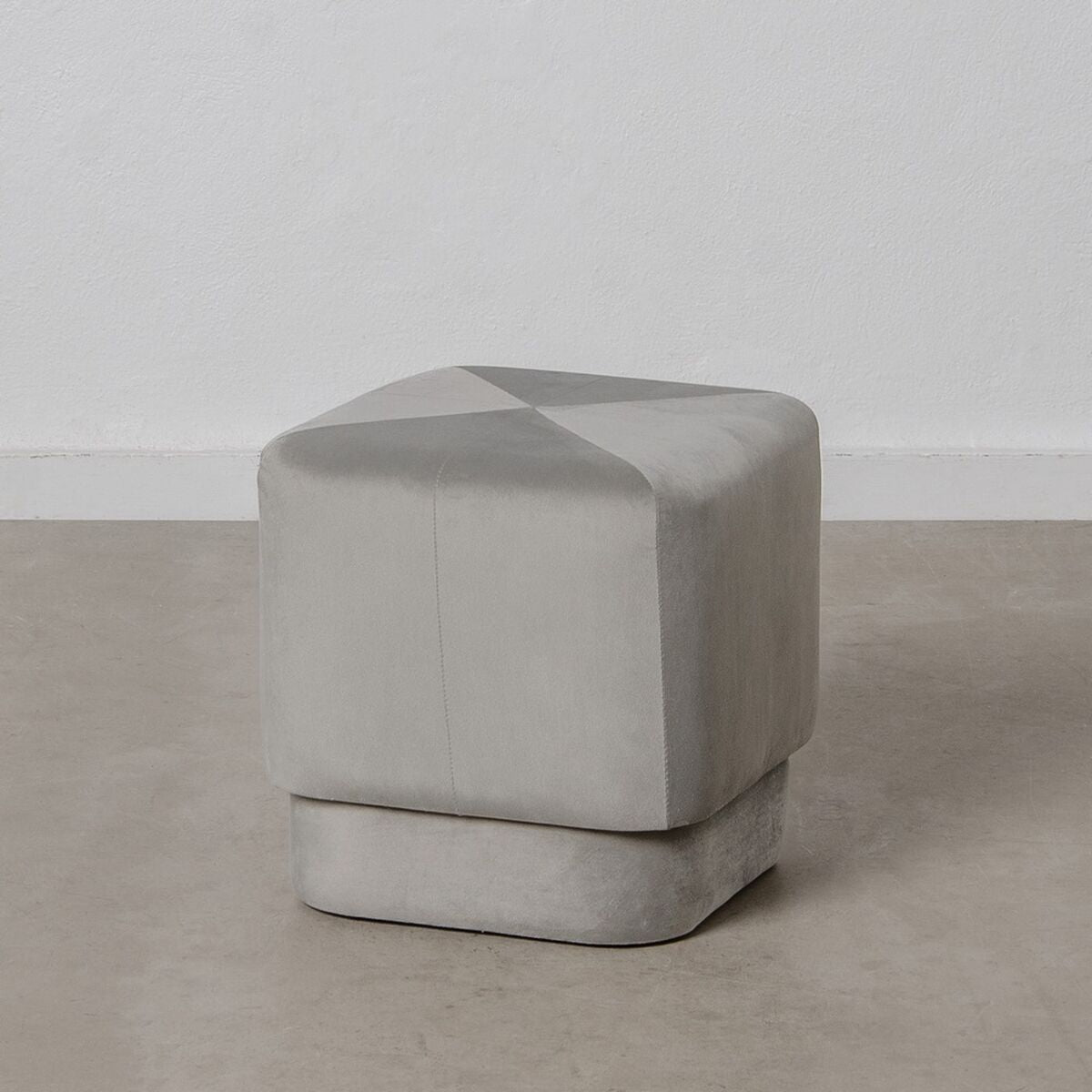 Puff Tessuto Sintetico Grigio Legno 40 x 40 x 40 cm