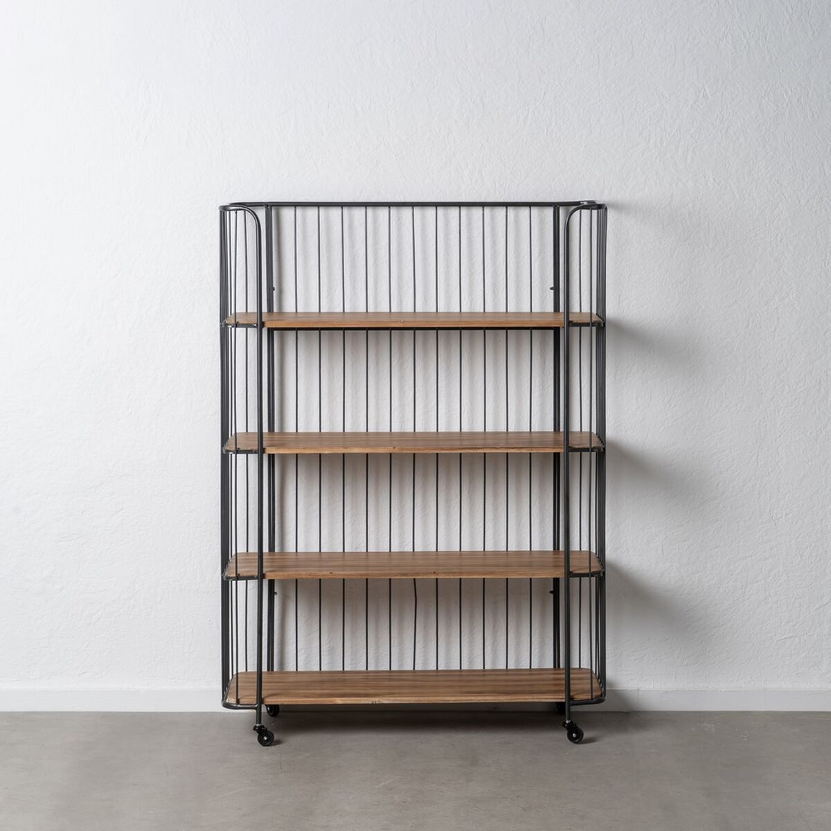 Étagère Noir Beige Fer Bois d'épicéa 115 x 42 x 153 cm