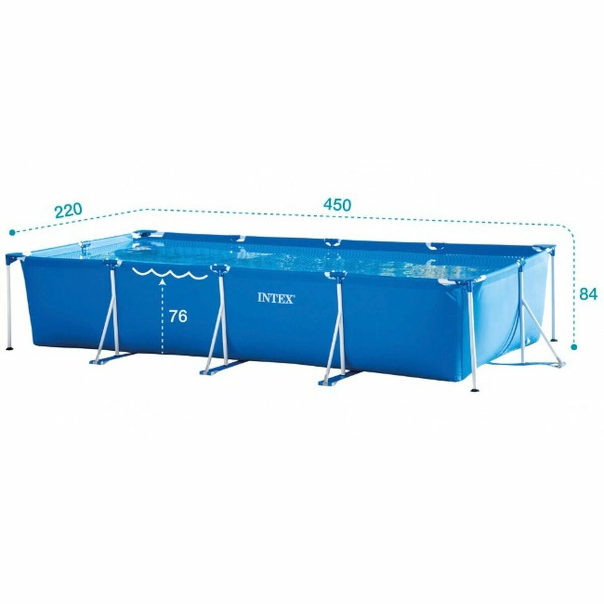 Detachable Pool Intex Frame 7127 L Rectangular 450 X 220 X 84 CM