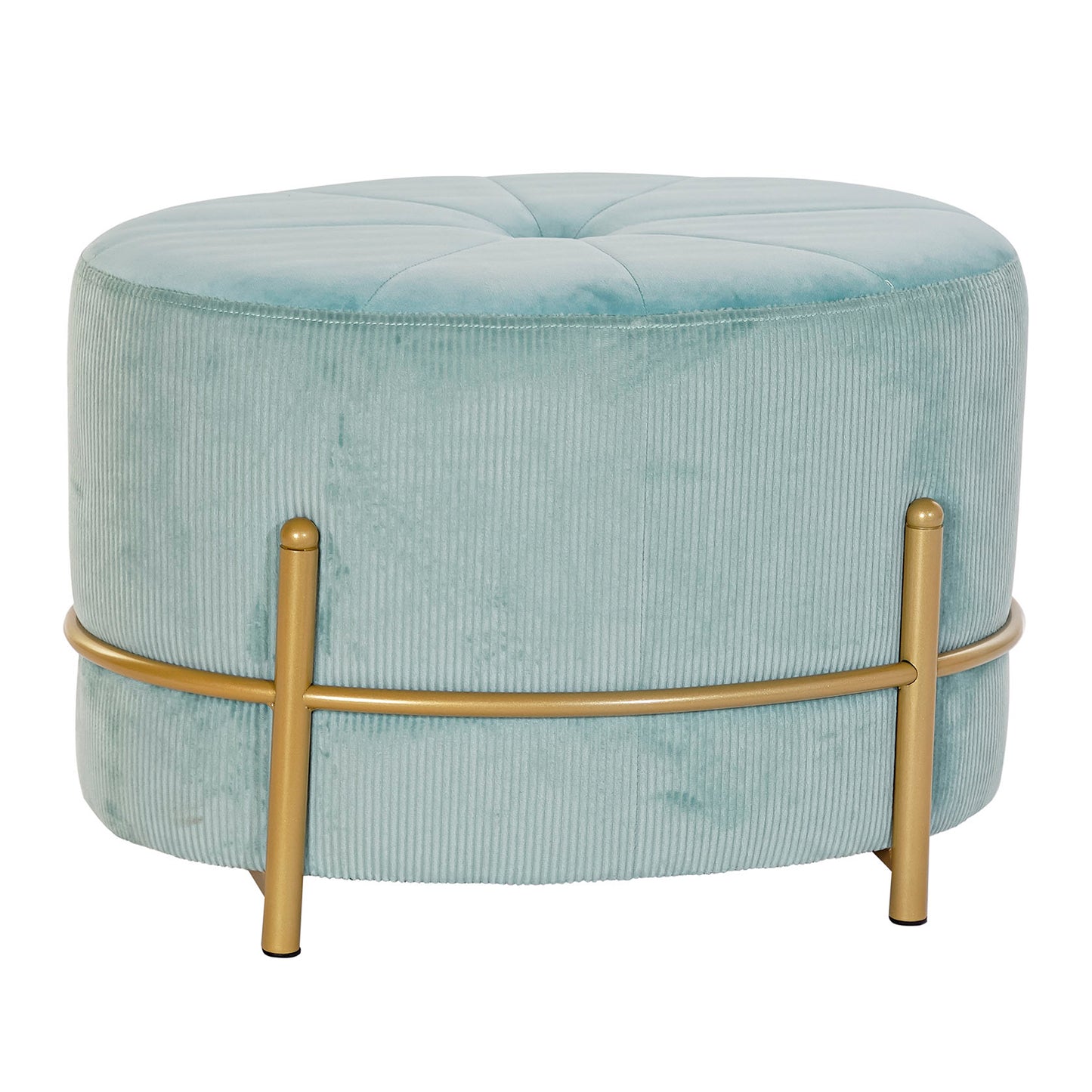 Banquette DKD Home Decor Doré Métal Polyester Velours Bleu ciel (51 x 36 x 34 cm)