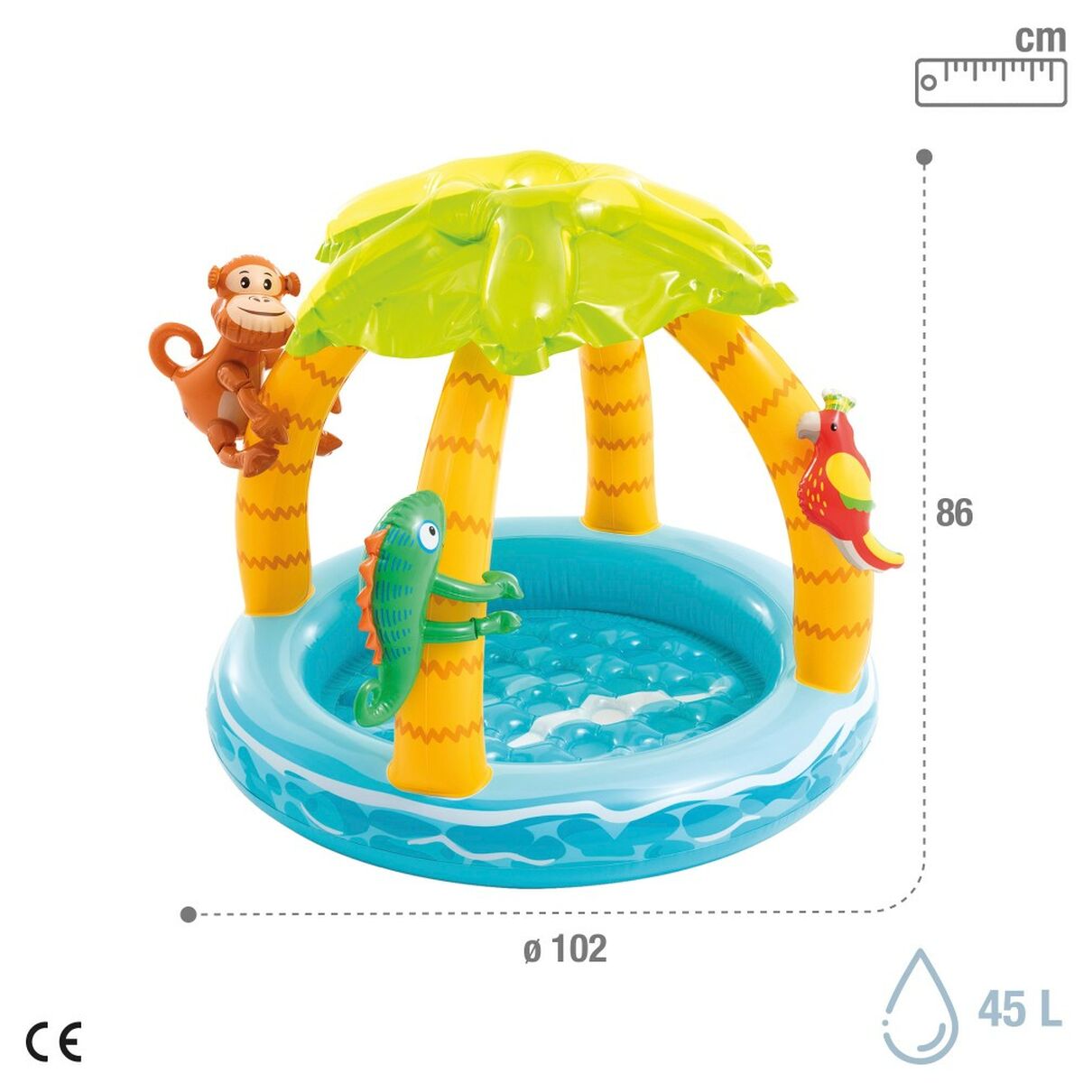 Inflatable Paddling Pool for Children Intex Island animals 45 L 102 x 89 x 102 cm (6 Units)