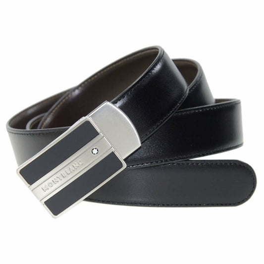 Ceinture Montblanc 38156 Noir Argenté Cuir