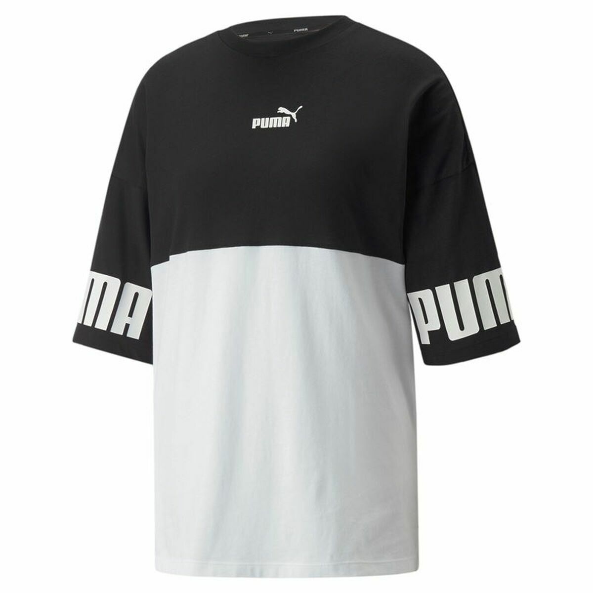 Maglia a Maniche Corte Donna Puma Power Colorblock Bianco Nero