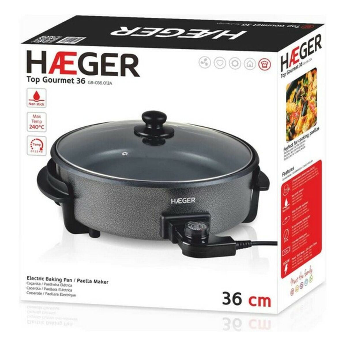 Poêle Électrique Multiusages Haeger Top Gourmet 36 cm 1500 W
