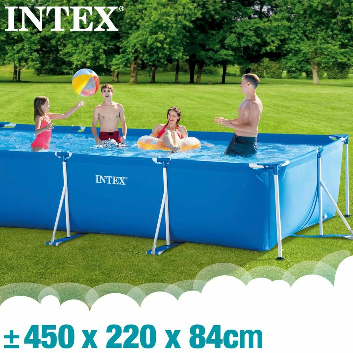 Detachable Pool Intex Frame 7127 L Rectangular 450 X 220 X 84 CM