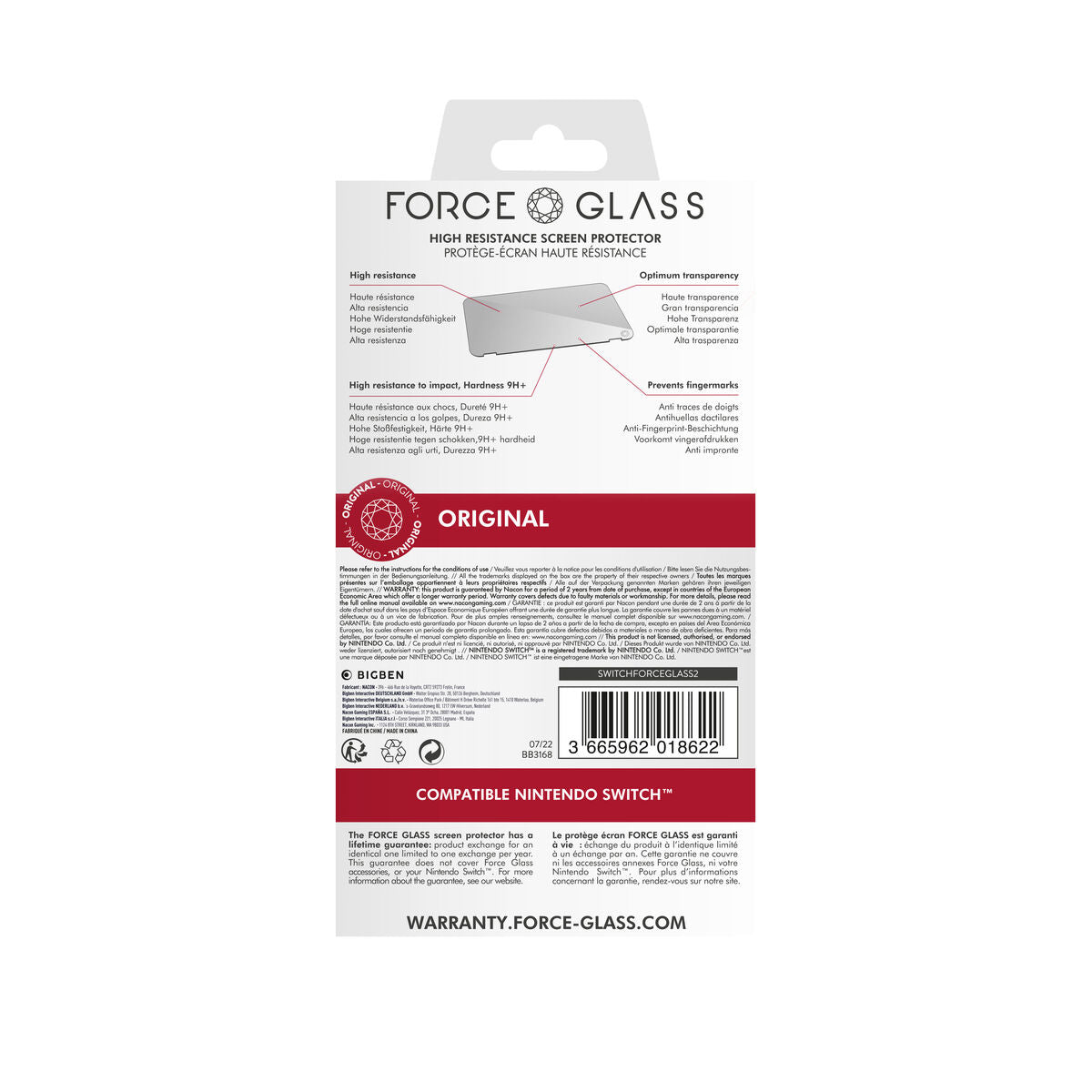 Protecteur d'Ecran pour Nintendo Switch Nacon SWITCHFORCEGLASS2