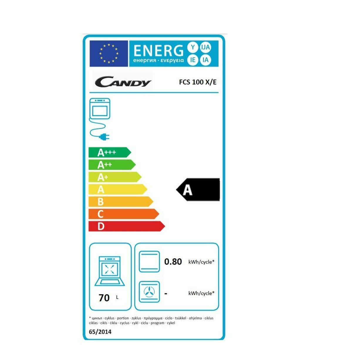 Multipurpose Oven Candy FCS 100 X 2100 W 70 L