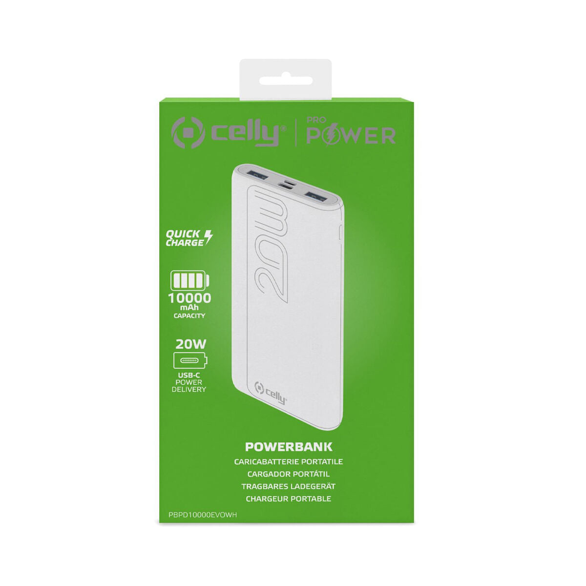 Power Bank Celly 10000 mAh Blanc