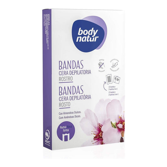 Bandes Épilatoire Faciales Bodynatur Huile d'Amandes (12 uds)