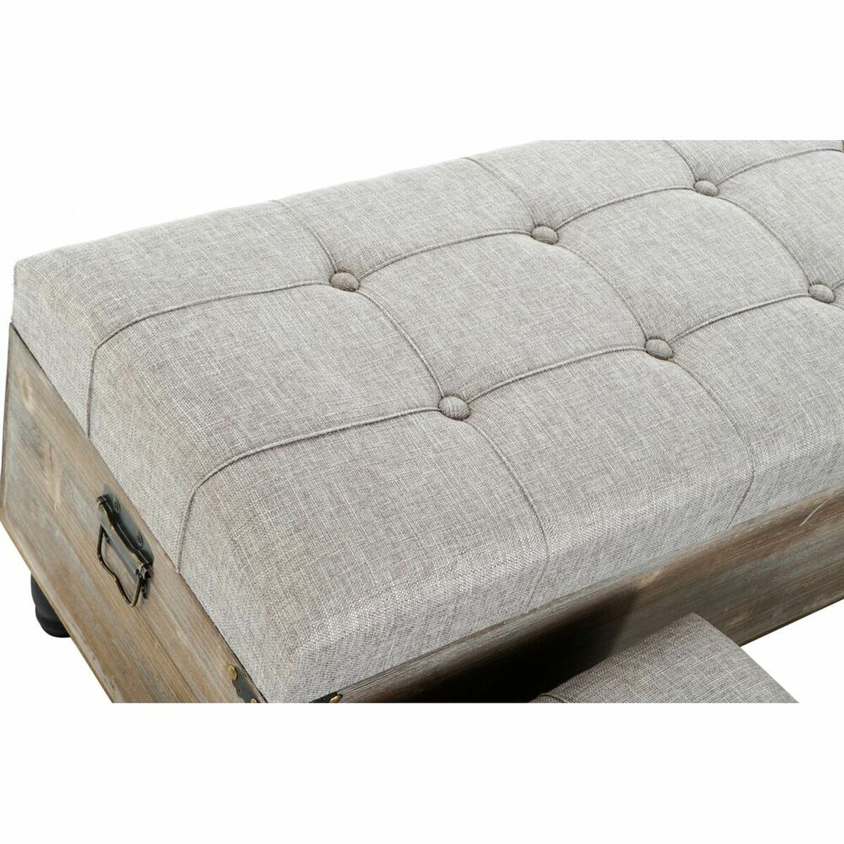 Bench DKD Home Decor   Black Grey Wood Brown Polyester (120 x 40 x 42 cm)