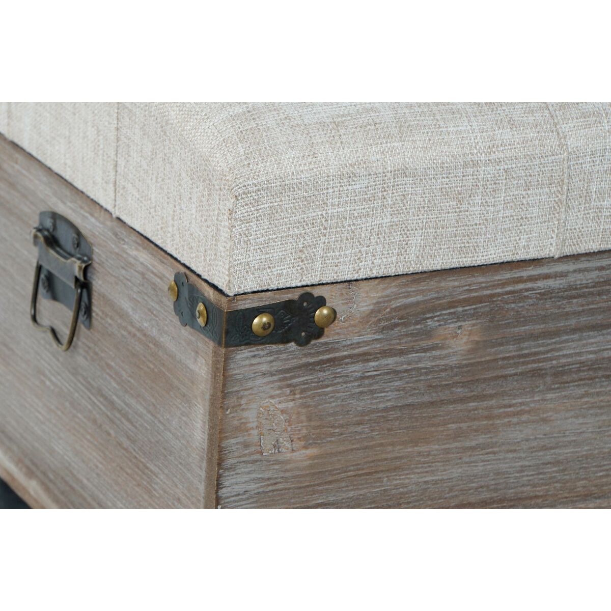 Banca Piedi Letto DKD Home Decor Marrone Crema 3 Pezzi Legno Poliestere Tradizionale (119 x 41 x 42 cm) (3 pcs)