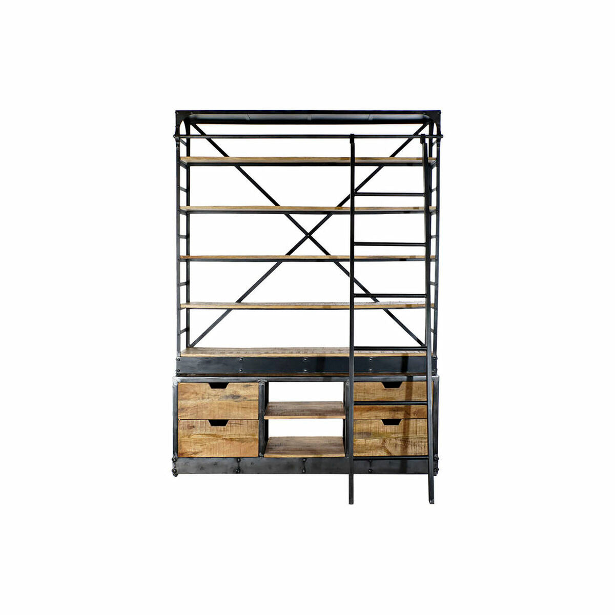 Étagère DKD Home Decor 164 x 47 x 226 cm Naturel Noir Métal Bois Bois Recyclé