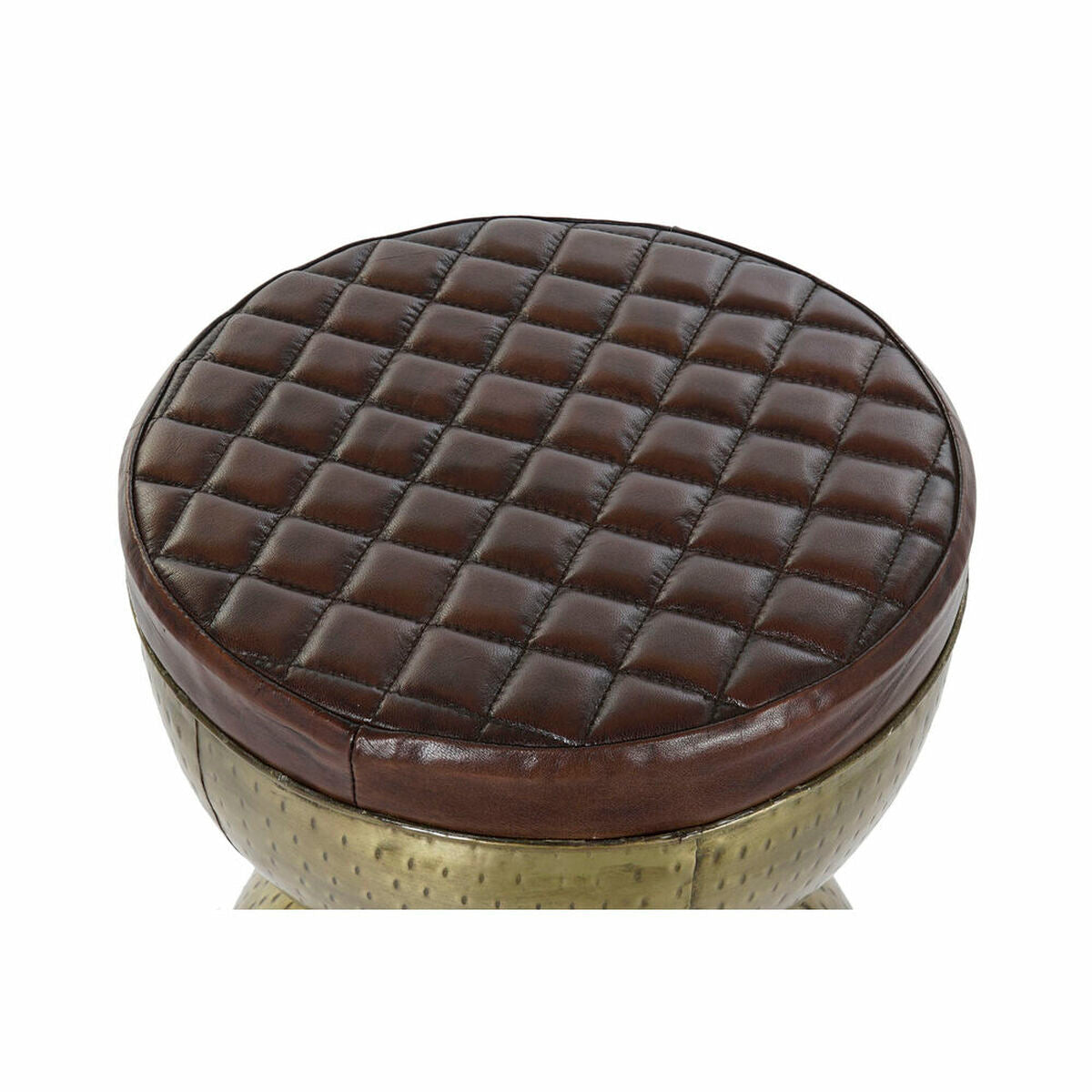 Occasional Furniture DKD Home Decor Golden Metal Leather Dark brown (40 x 40 x 48 cm)