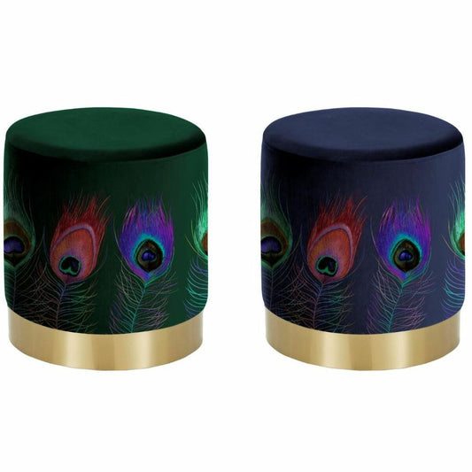 Footrest DKD Home Decor Golden Metal Lilac Green 34 x 34 x 40 cm (2 Units)