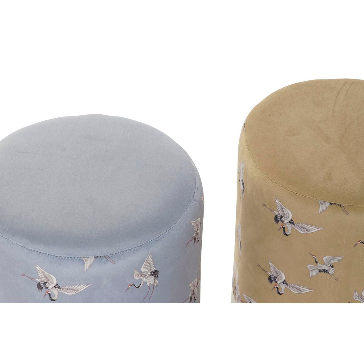 Poggiapiedi DKD Home Decor 32 x 32 x 38 cm Grigio Dorato Metallo Uccello Orientale Senape (2 Unità)