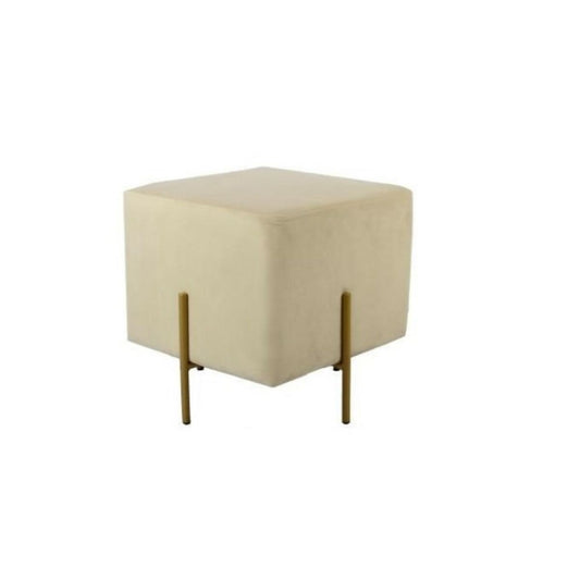 Footrest DKD Home Decor Velvet Beige Golden Metal Polyester (42 x 42 x 45 cm)