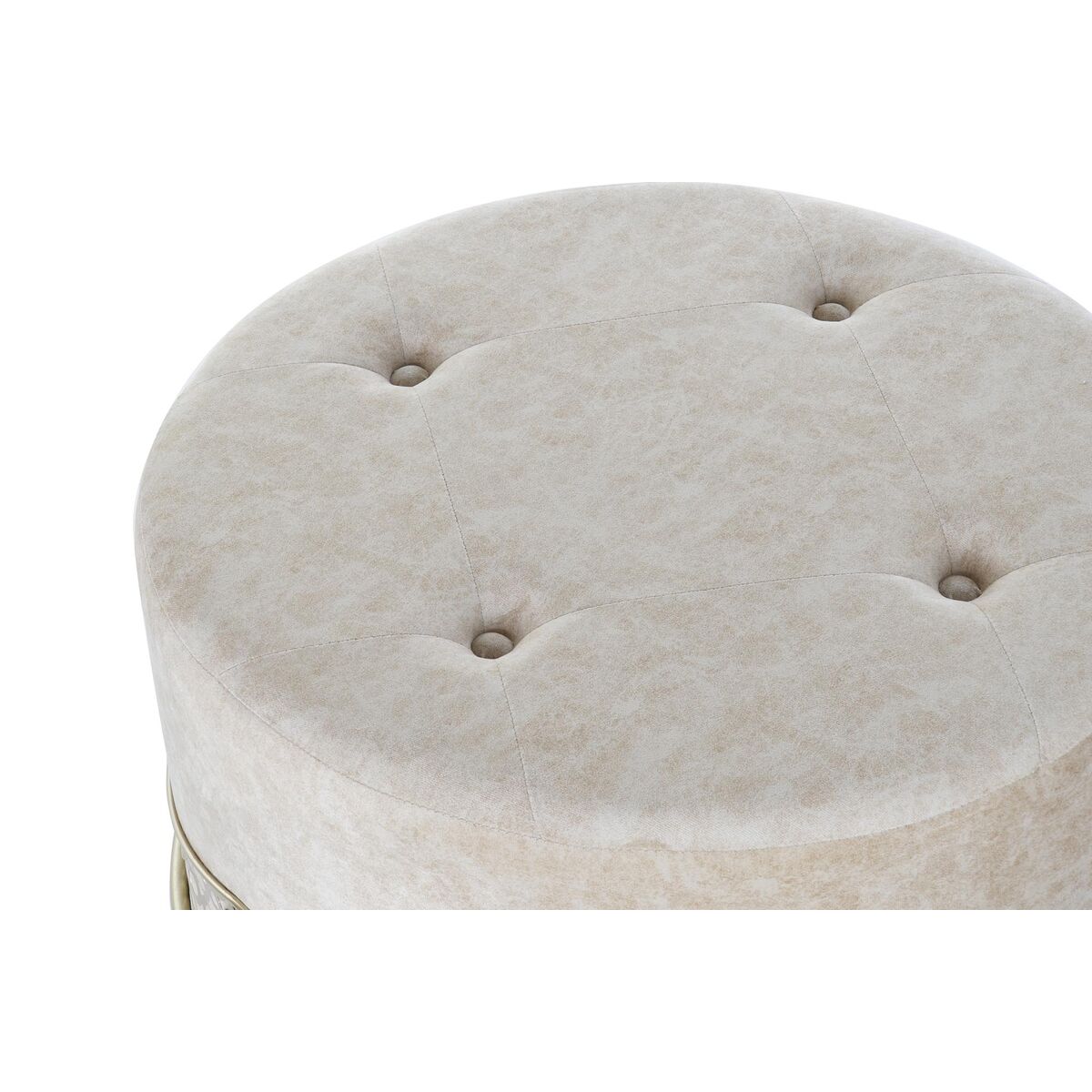 Footrest DKD Home Decor Beige Golden Metal Polyester (63 x 63 x 42 cm)