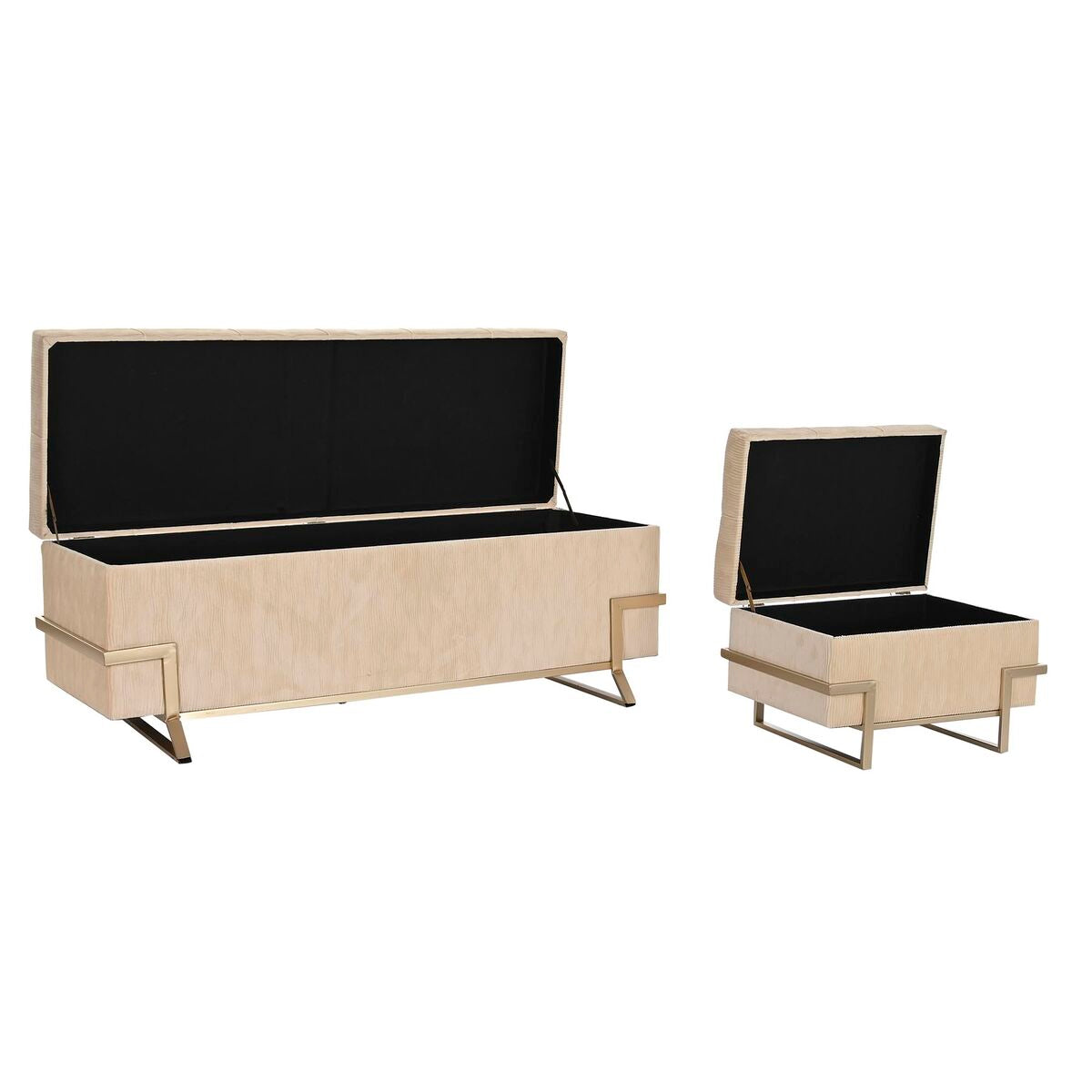 Foot-of-bed Bench DKD Home Decor Beige Metal 120 x 42 x 48 cm (3 pcs)