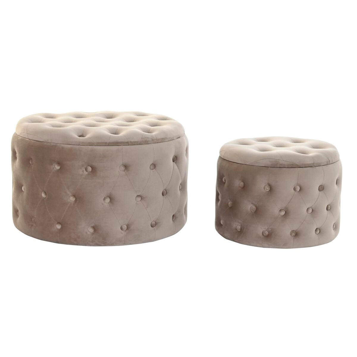 Repose-pied DKD Home Decor Gris clair Bois MDF Velours 70 x 70 x 42 cm