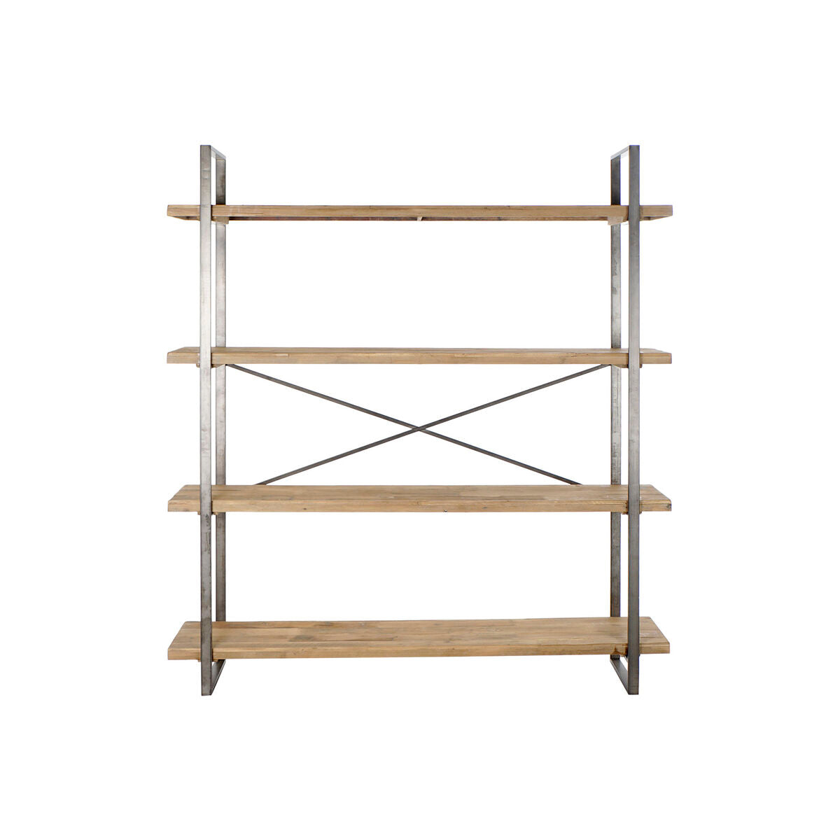 Scaffale DKD Home Decor Nero Naturale Marrone Metallo Abete Legno Riciclato 160 x 37 x 180 cm