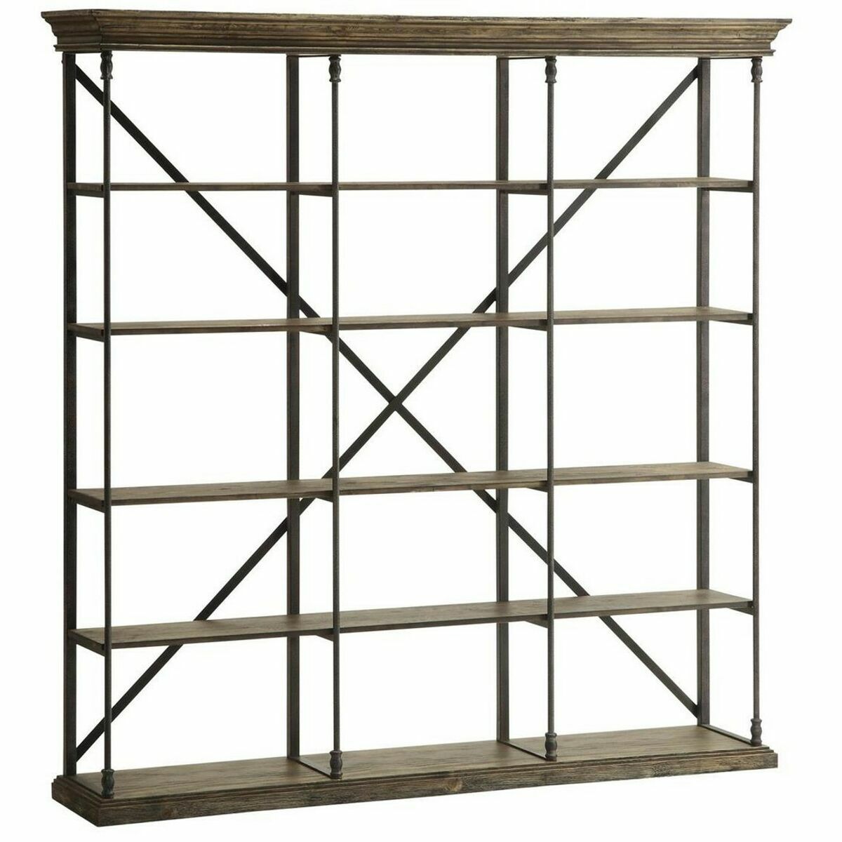 Shelves DKD Home Decor Sheesham Brown Dark brown Light grey Wood Metal 213 x 43 x 220 cm