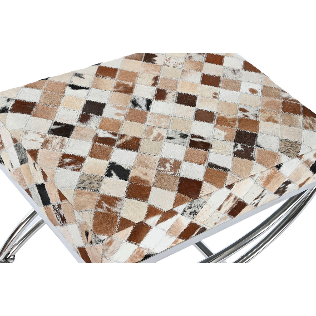 Panca DKD Home Decor Marrone Beige Argentato Cammello Acciaio 53 x 40 x 43 cm