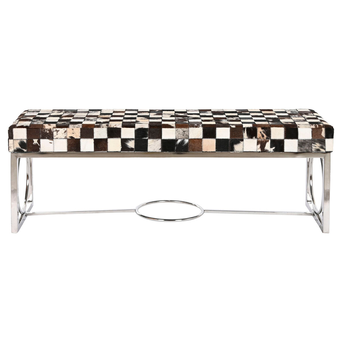 Bench DKD Home Decor Cream Silver Dark brown Steel 122 x 41 x 44 cm