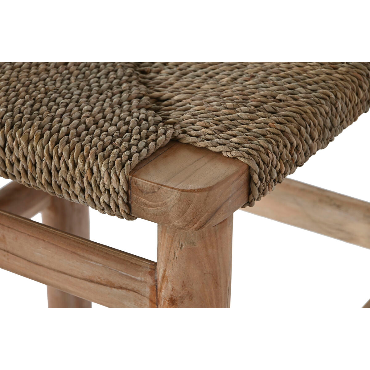 Sgabello Home ESPRIT Naturale Rattan Teca Fibra 37 x 45 x 77 cm