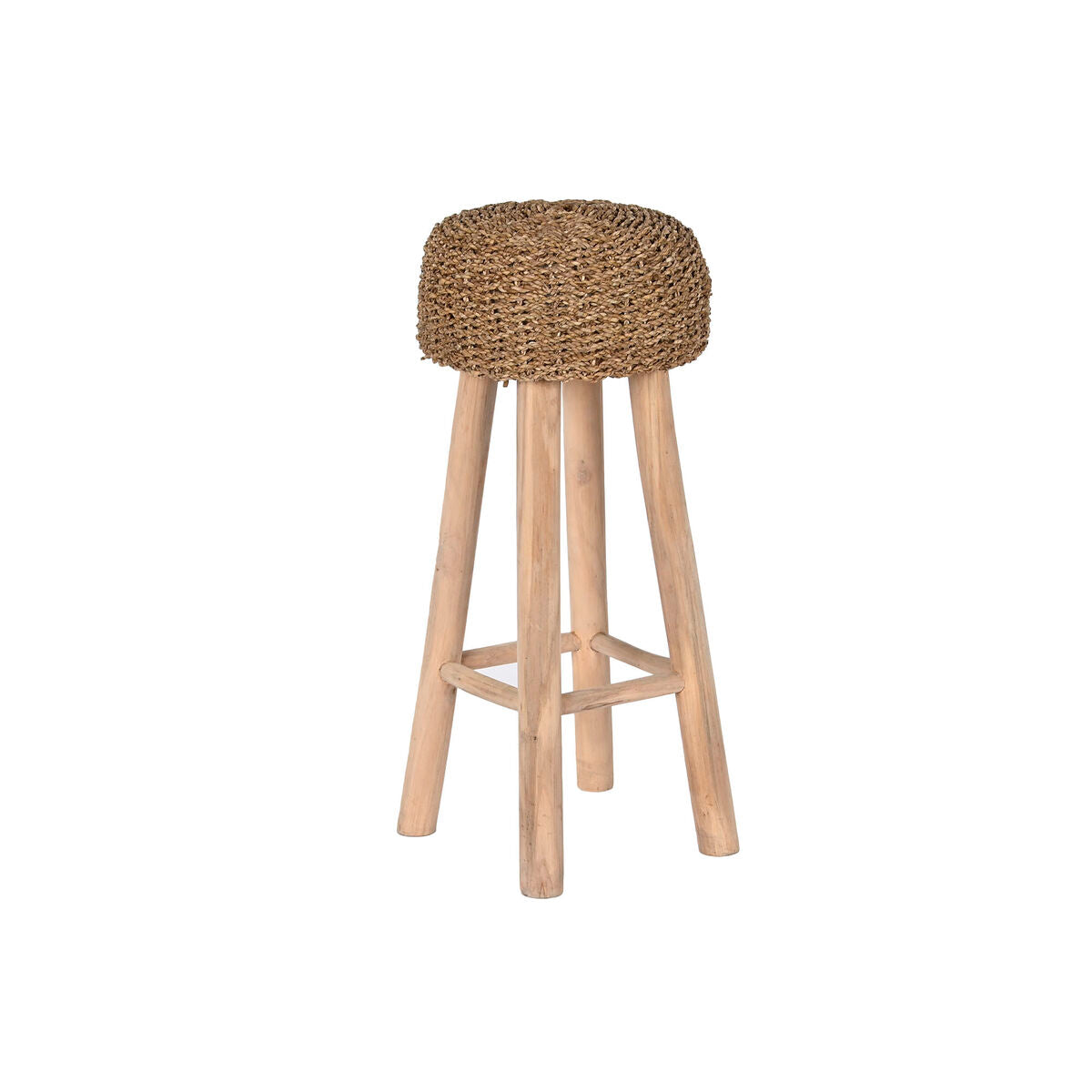 Tabouret Home ESPRIT Beige Naturel Teck Fibre 32 x 32 x 75 cm