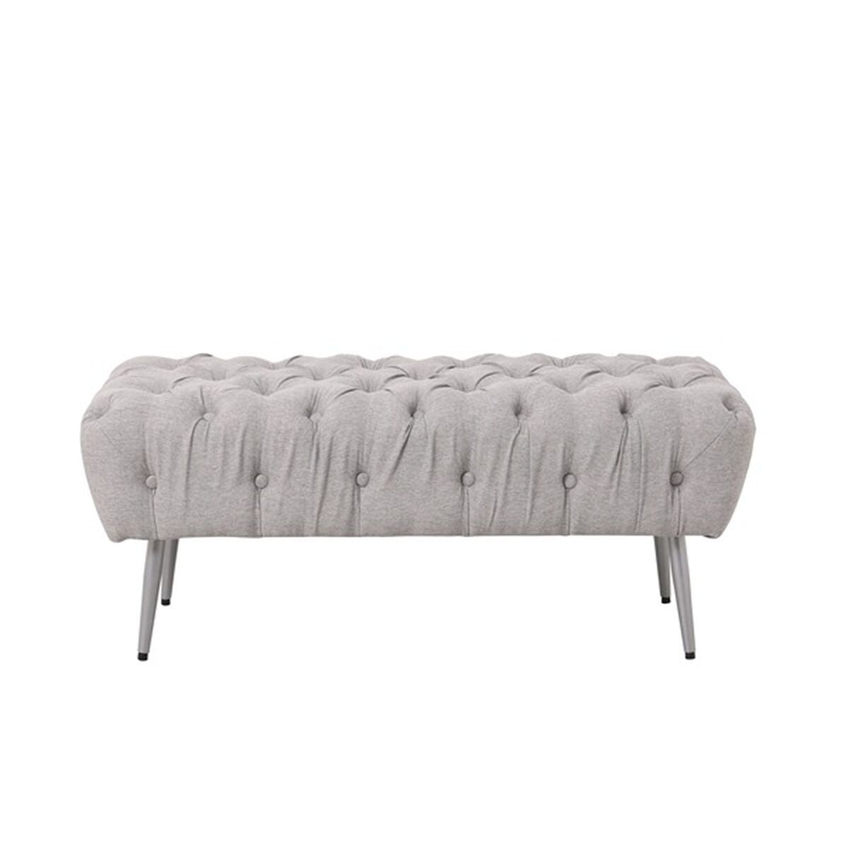 Panca Home ESPRIT Grigio Argentato Poliestere Metallo 103 x 46 x 42 cm