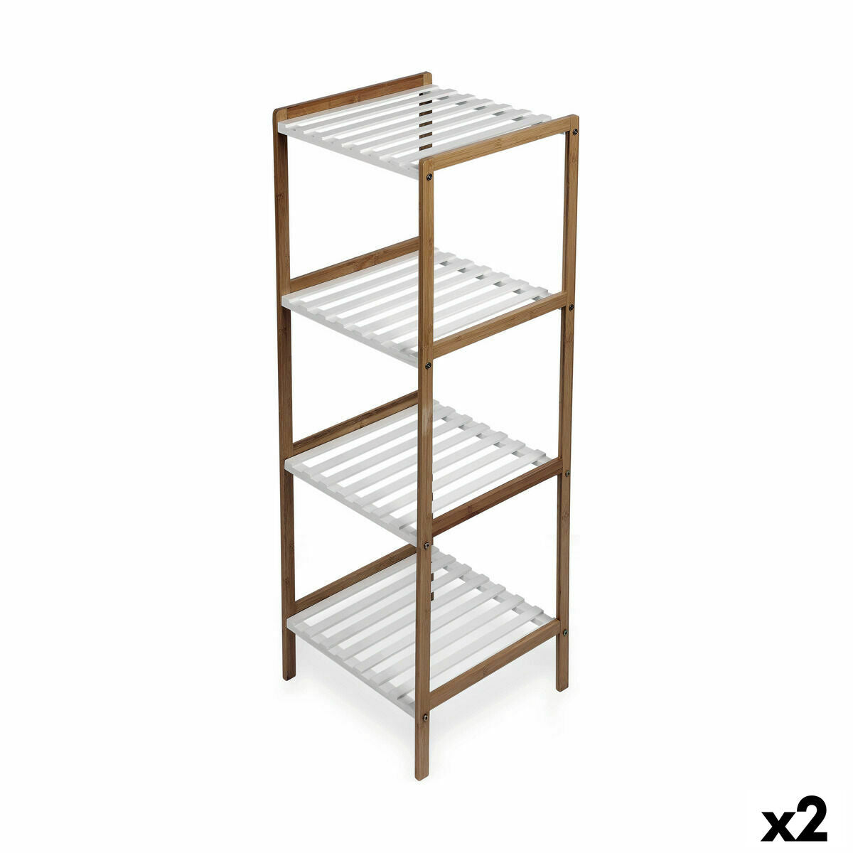 Étagère Confortime Blanc 4 Etagères Bambou 35 x 35 x 100 cm (2 Unités)