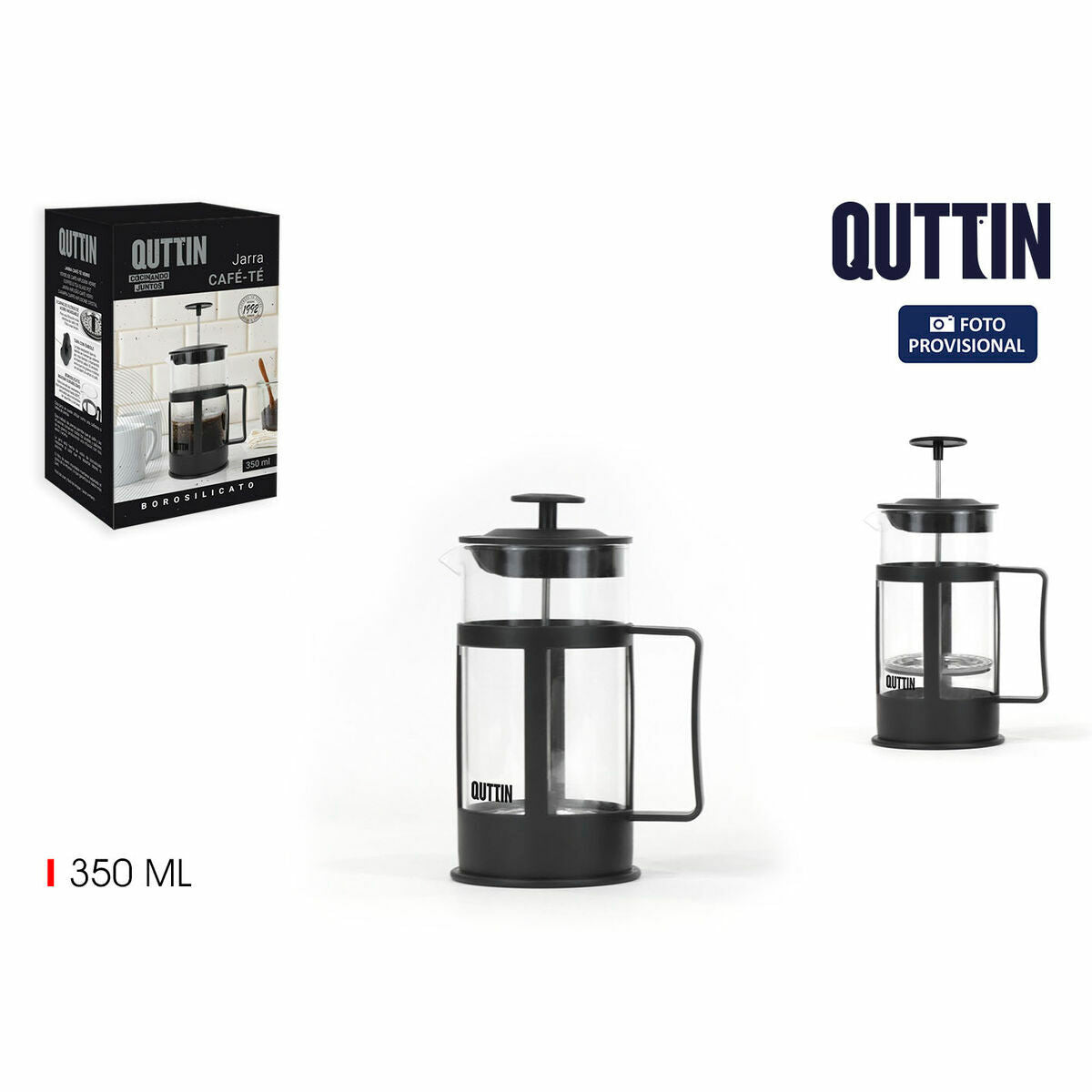 Caffettiera a Stantuffo Quttin 350 ml 10 x 8 x 15,5 cm