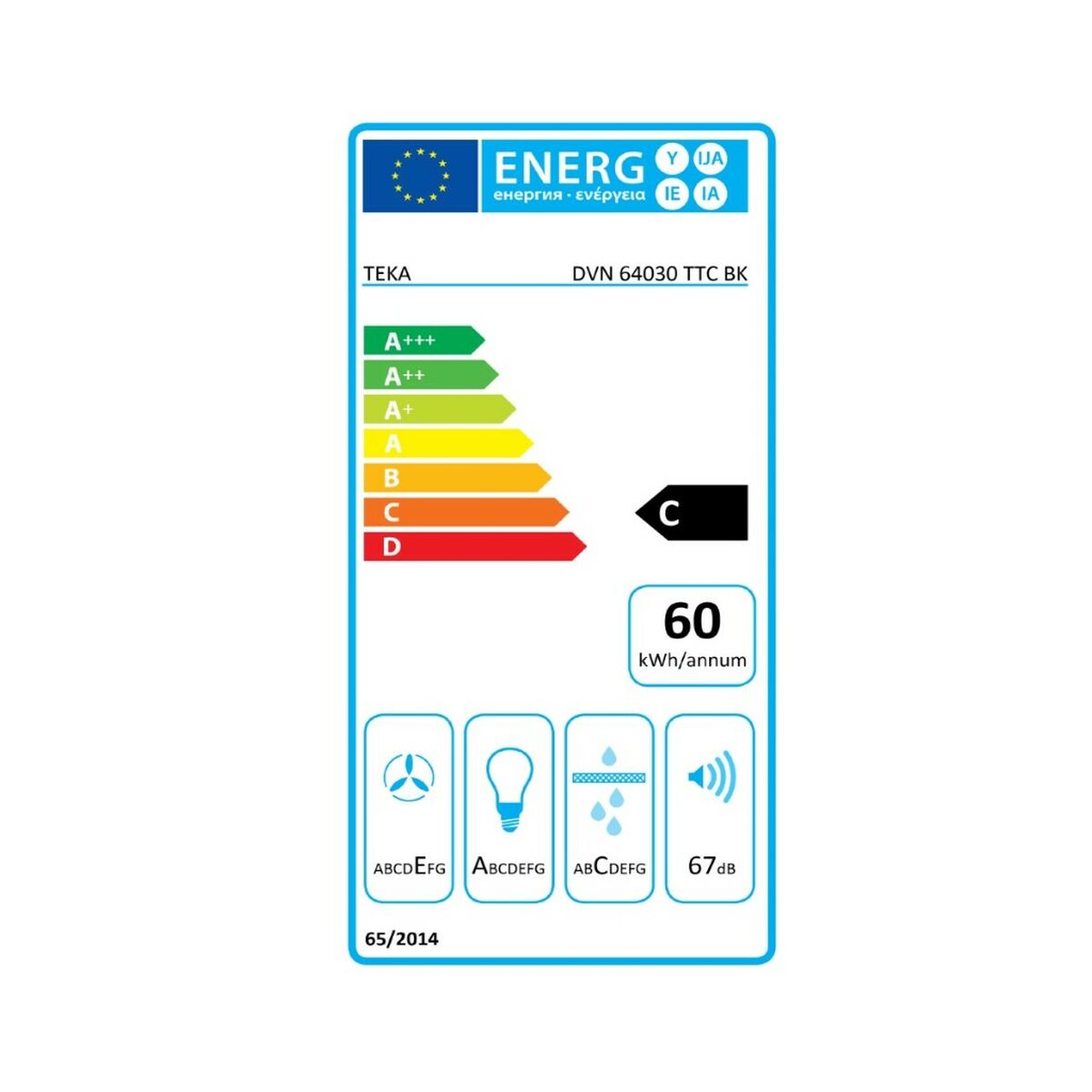 Hotte standard Teka 112950004 60 cm 410 m3/h C Noir