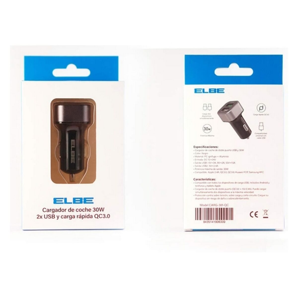 Chargeur de voiture ELBE CARG-301-QC 30 W
