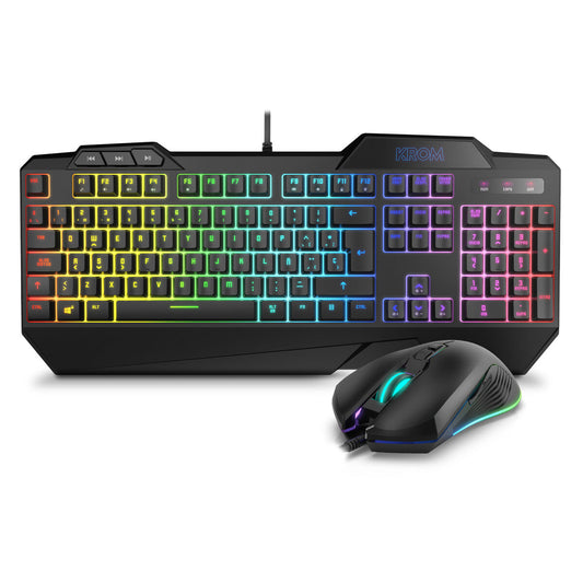 Keyboard with Gaming Mouse Krom Krusher RGB