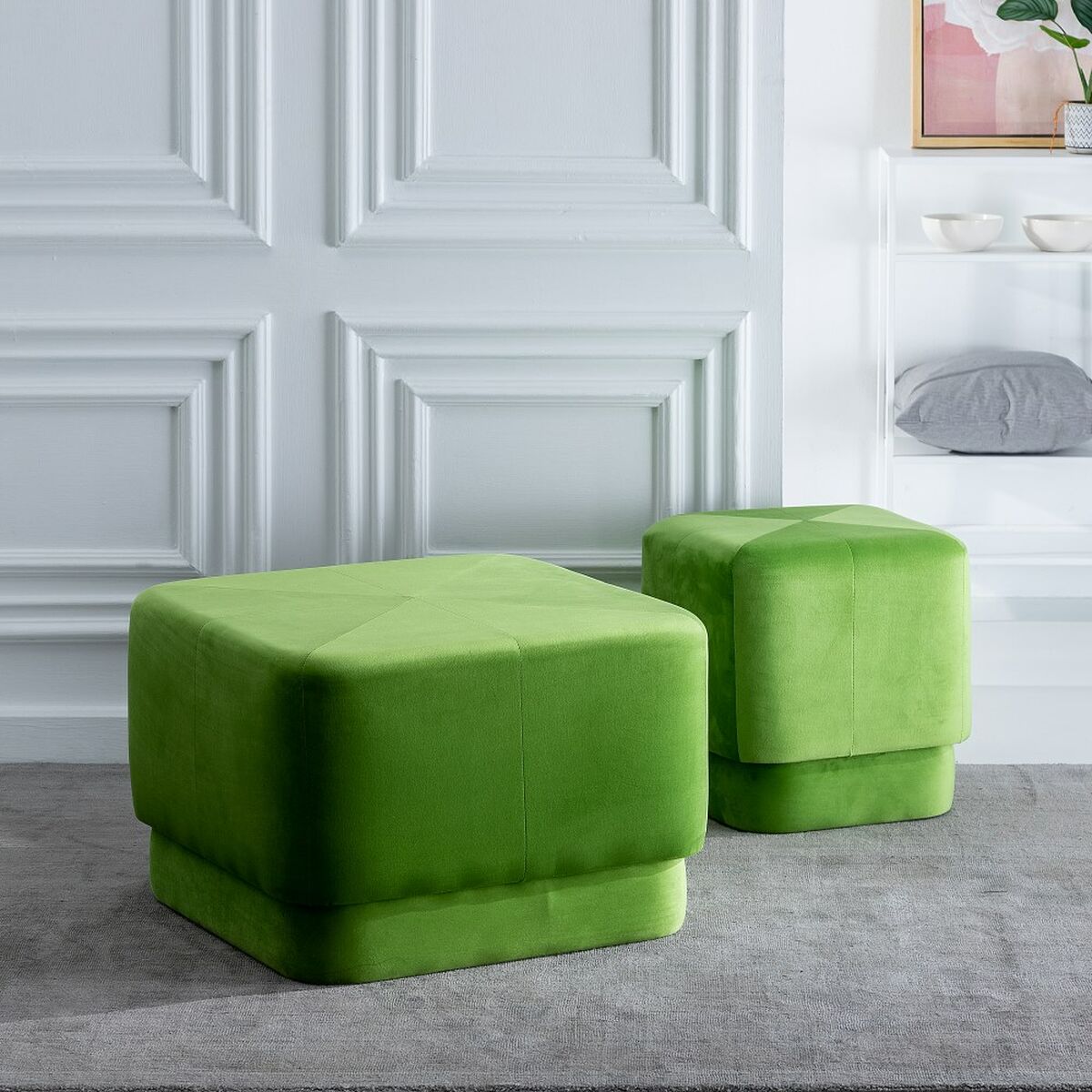 Puff Tessuto Sintetico Legno Verde 60 x 60 x 40 cm