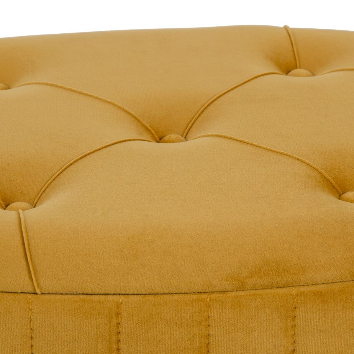 Puff 80 x 80 x 46 cm Tessuto Sintetico Metallo Ocra