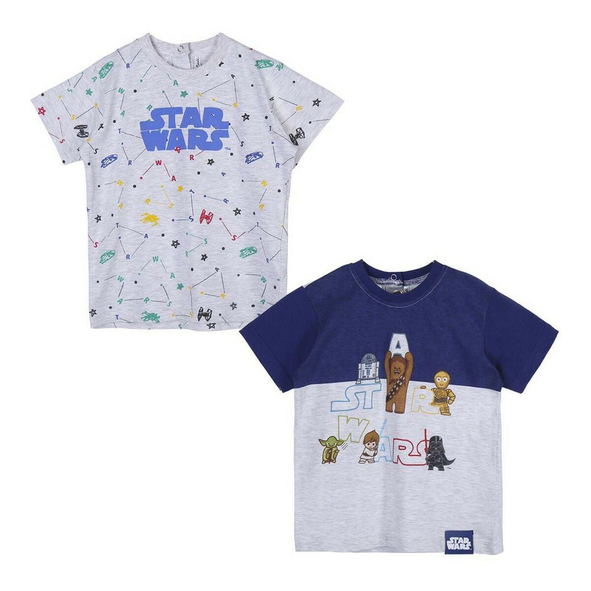 Child's Short Sleeve T-Shirt Star Wars 2 Units Grey
