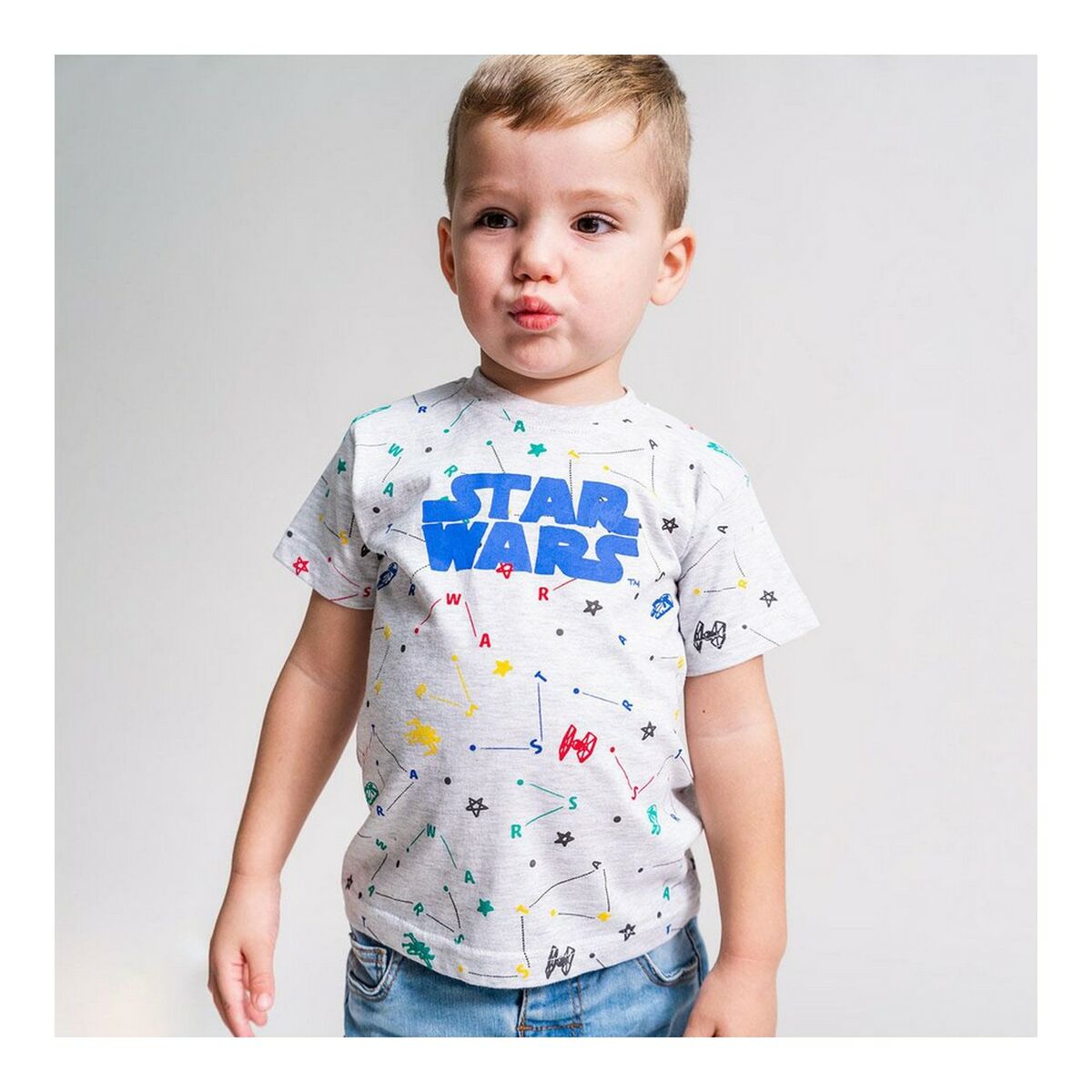 Child's Short Sleeve T-Shirt Star Wars 2 Units Grey