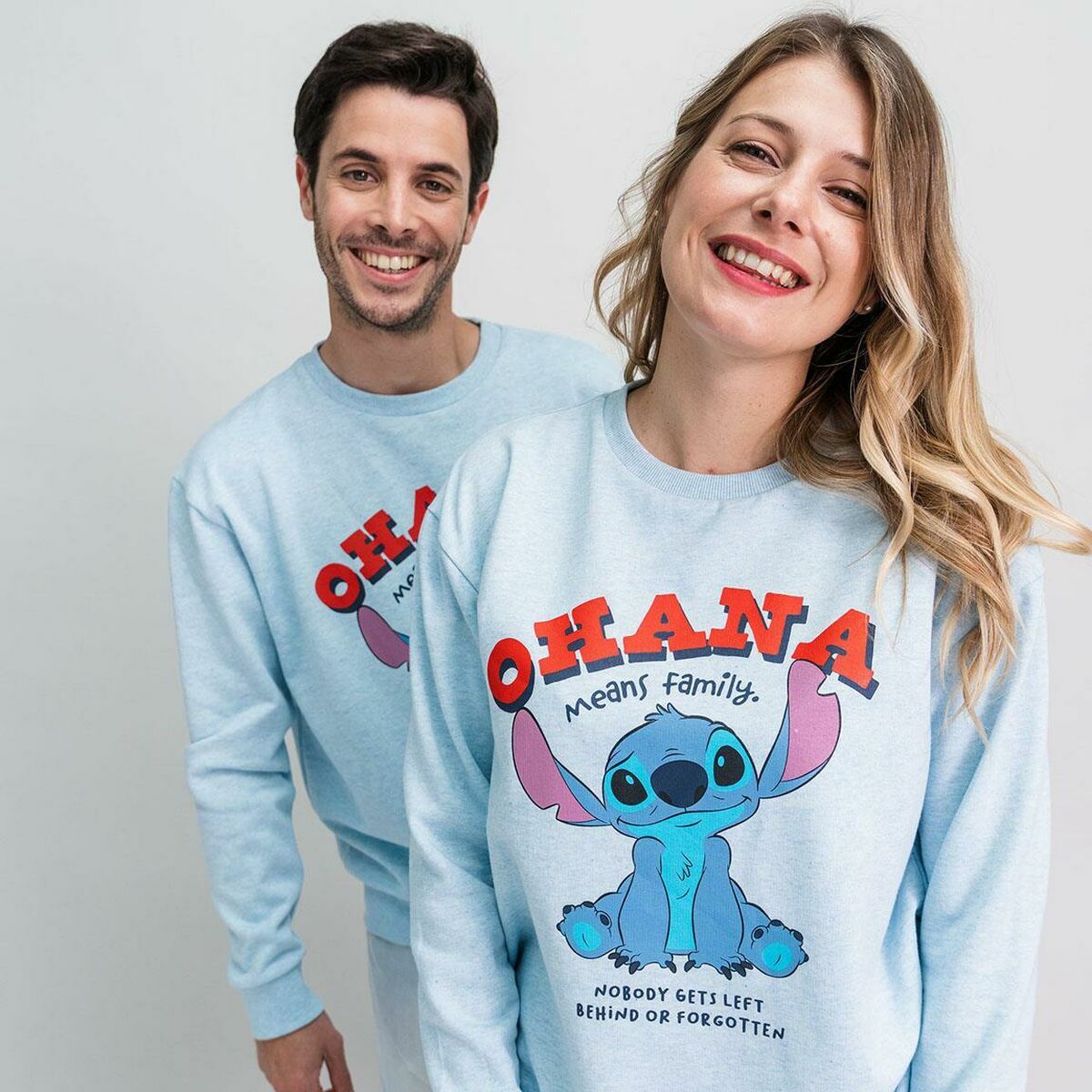 Sweat sans capuche unisex Stitch Bleu clair
